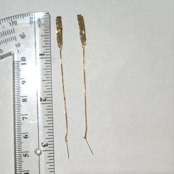 18k Saudi Real Gold  Tictac Dangling Earrings - Picture 7 of 7